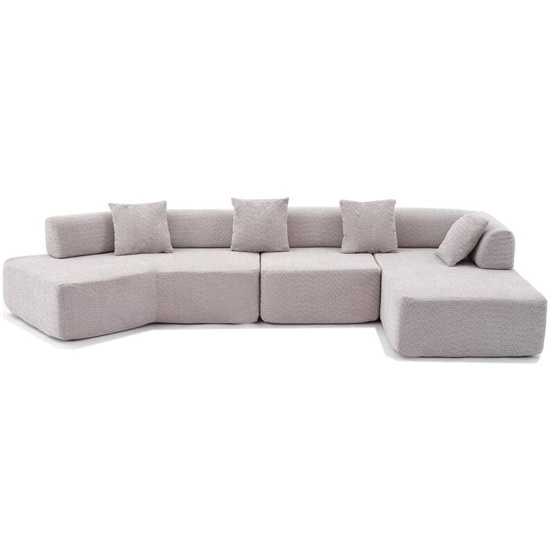 140" L-Shape Cloud Sectional Couch w/ Chaise, Modern Modular Sofa with Deep Seat, Upholstered Couches No Assembly Required