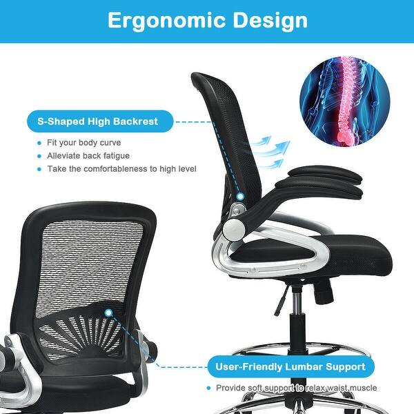 Shop Gymax Mesh Drafting Chair Mid Back Office Chair Adjustable Height Overstock 29173477