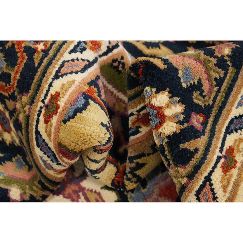 Hand Knotted Oriental 100% Wool Carpet Traditional Medallion Beige & Ivories Heriz (serapi) Area Rug - 9' 11'' X 7' 10''