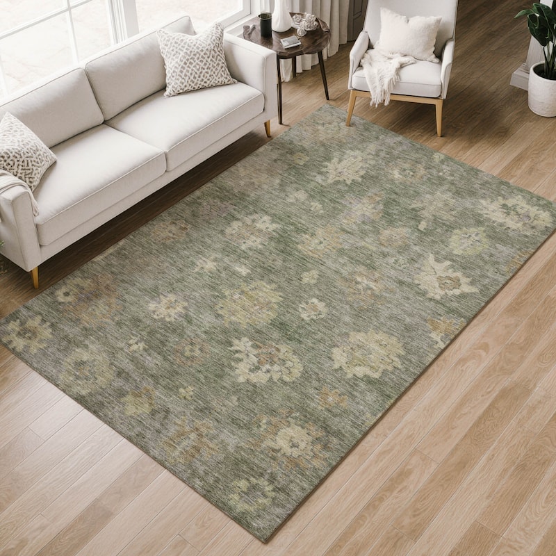 Machine Washable Indoor/ Outdoor Casual Traditional Chantille Rug