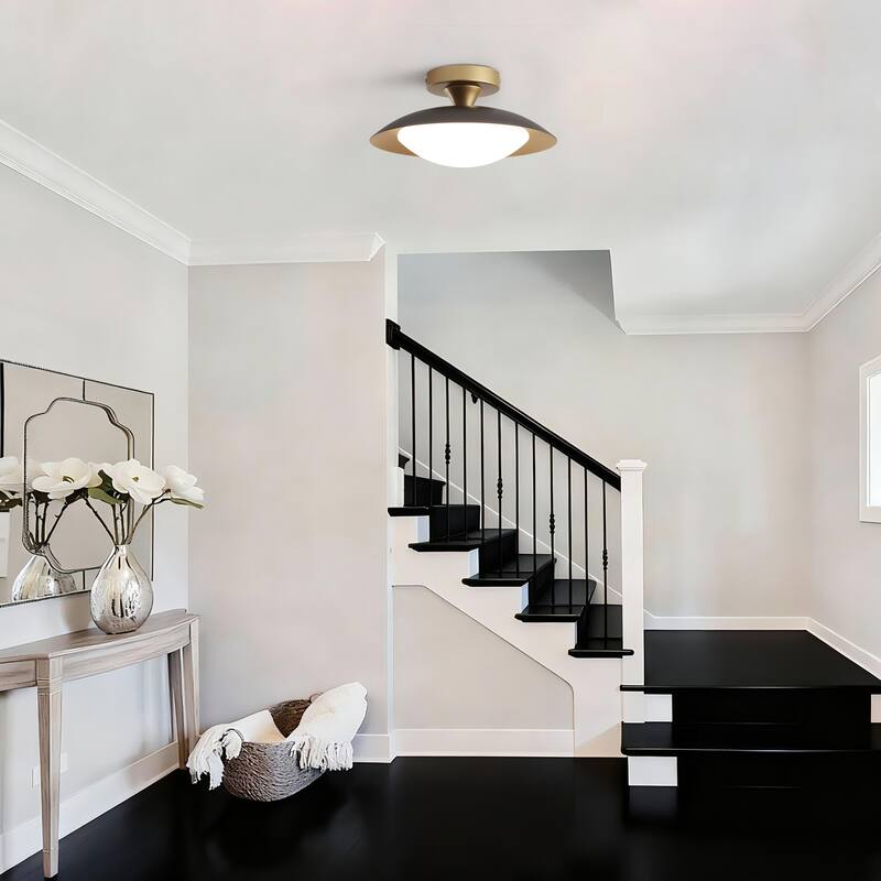 11.8-in W LED Compatible Mid-Century Modern Semi Flush Mount Ceiling Light