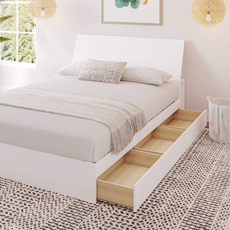 Nexera Paris Storage Bed with Headboard, White