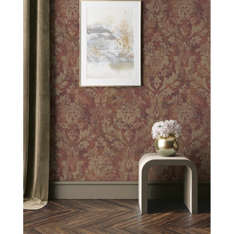 Seabrook Deigns Everdeen Damask Unpasted Wallpaper - 27 in. W x 27 ft. L bolt 60.75 sq. ft.