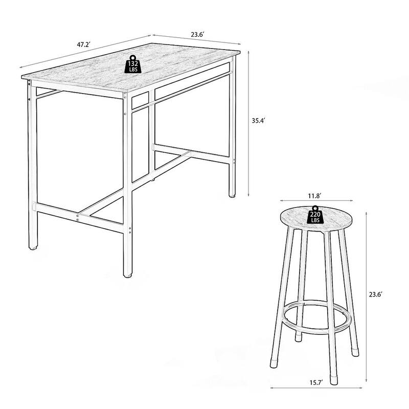 5 PCS Kitchen Counter Height Pub Table Set with 4 Stools