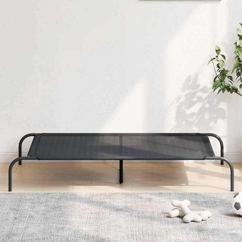 vidaXL Elevated Dog Bed Black Textilene 51.2 x 31.5 x 7.9 in Durable - 51.2 x 31.5 x 7.9 in