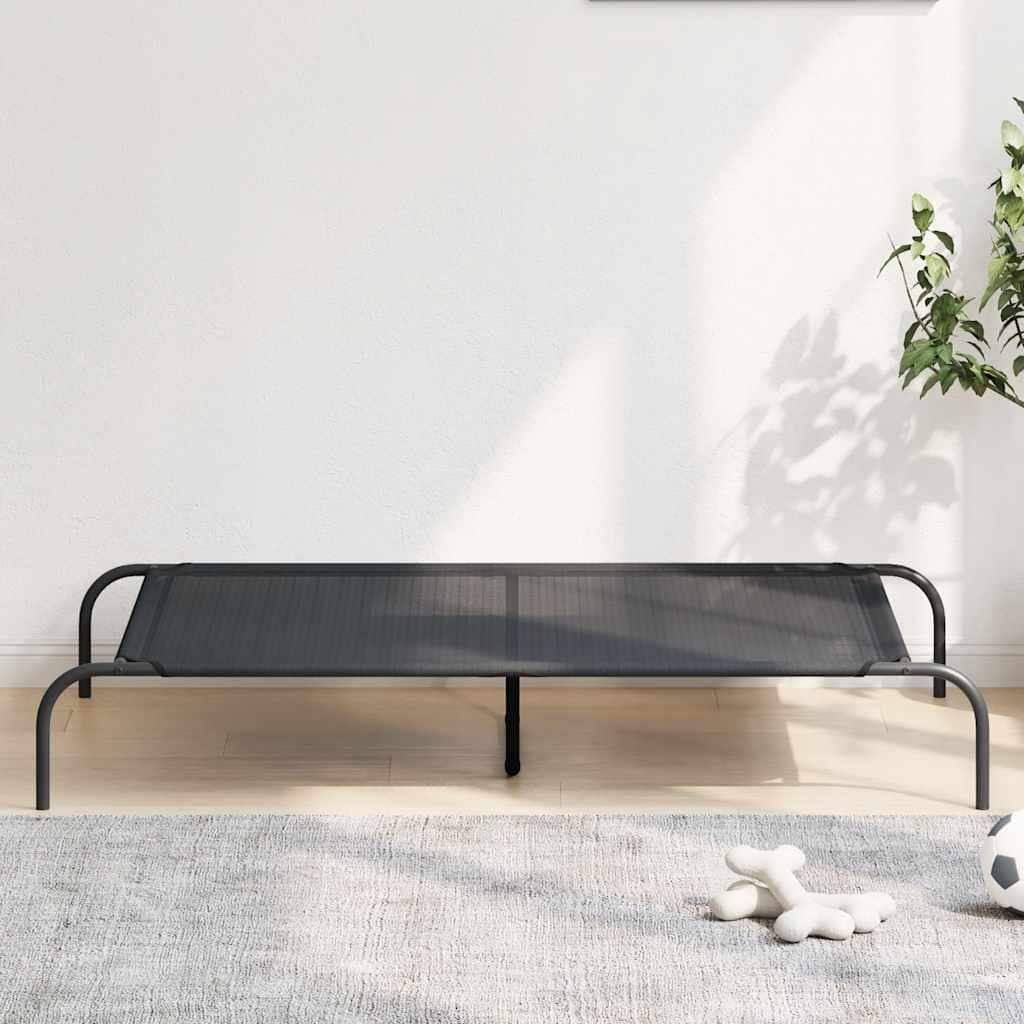 vidaXL Elevated Dog Bed Black Textilene 51.2 x 31.5 x 7.9 in Durable - 51.2 x 31.5 x 7.9 in
