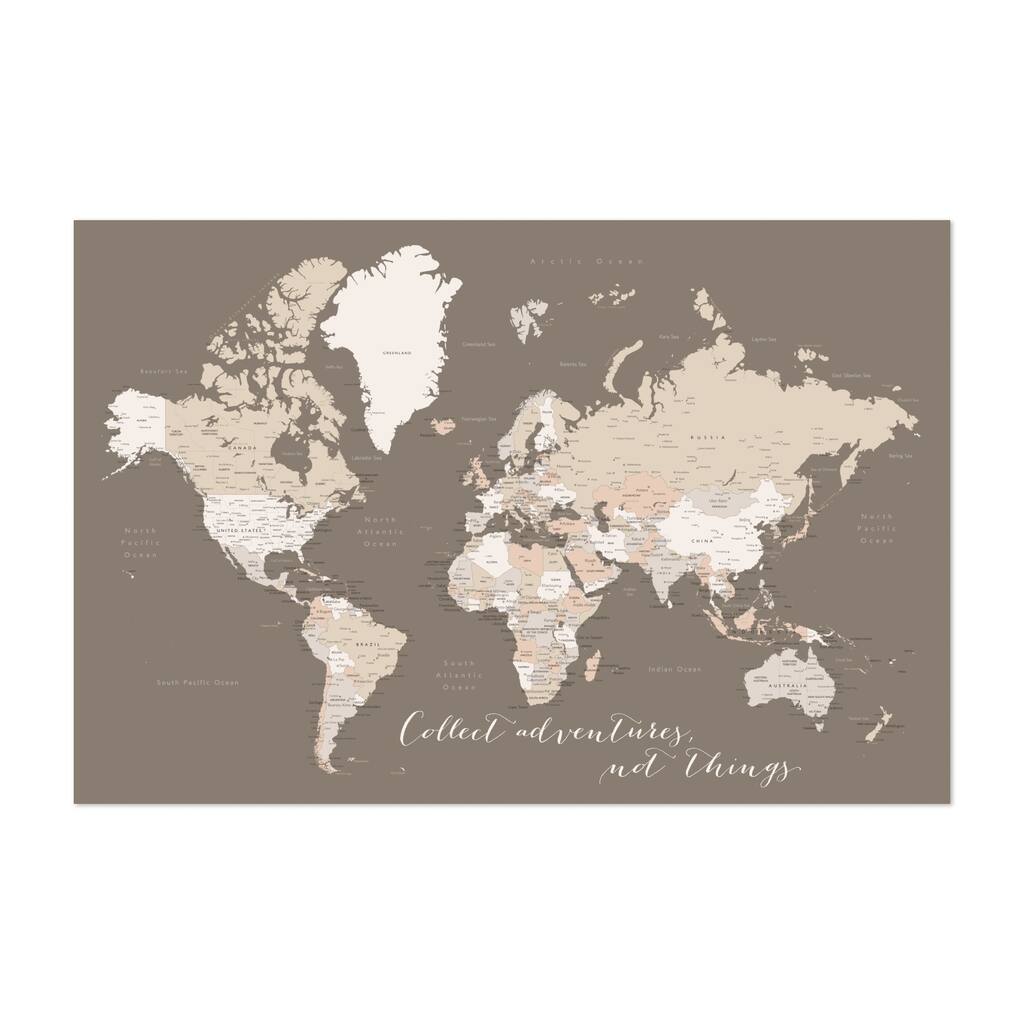 Inspirational World Map Maps Quotes Sayings Rustic Art Print/Poster ...