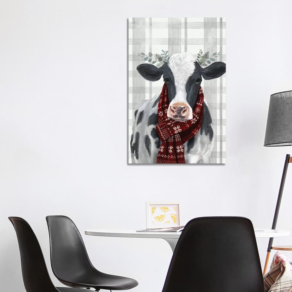 iCanvas "Yuletide Cow I" by Victoria Borges Canvas Print