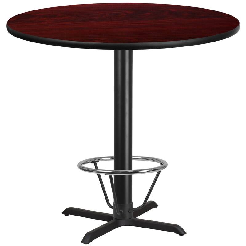 42'' Round Laminate Table Top with 33'' x 33'' Bar Height Table Base
