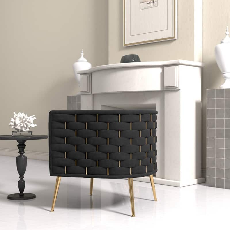 SEYNAR Mid-Century Modern Velvet Round Accent Chair for Living Room