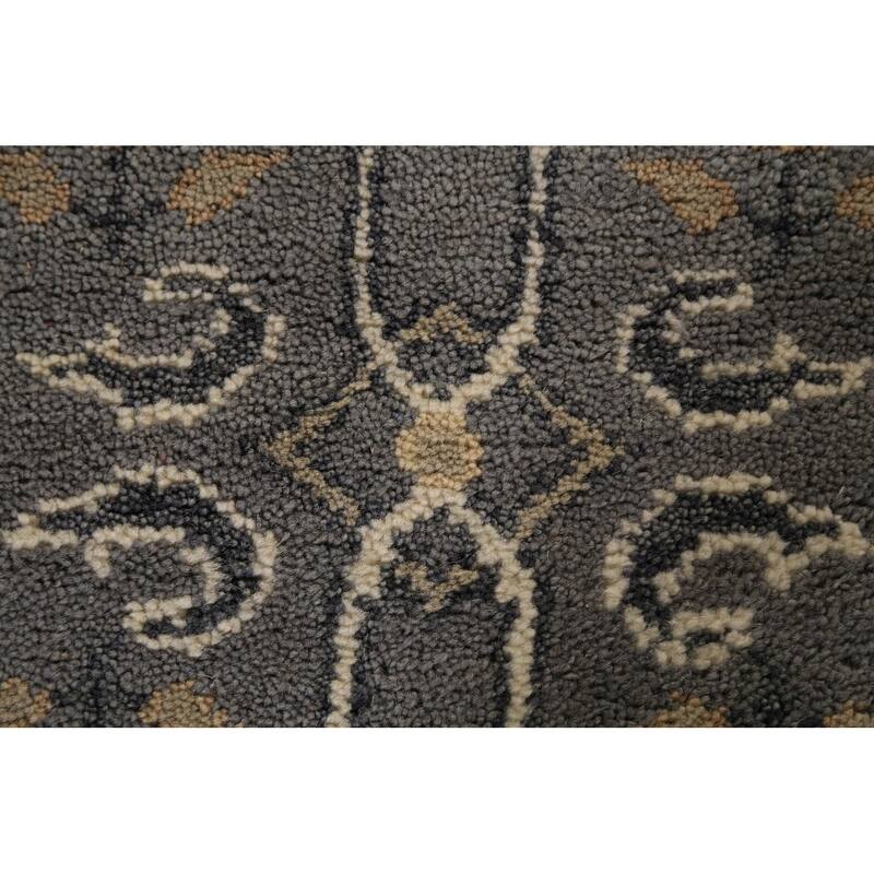 Transitional Gray Oushak Indian Runner Rug Hand-Knotted Wool Carpet - 2'6" x 9'10"