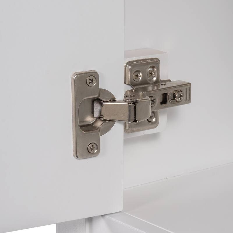 Anmytek White Modern Bathroom Vanity Ceramic Sink with Shelf