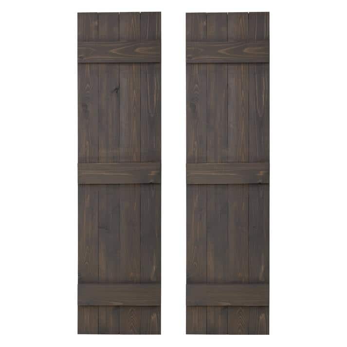 Traditional Board & Batten Exterior Shutters Pair - 72" - Stone Gray