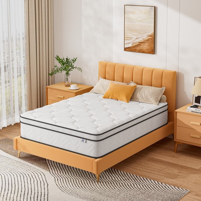 12" Spring Hybrid Mattress in a Box, Pocket Springs, Isolation Motion, Back Pain Relief, CertiPUR-US