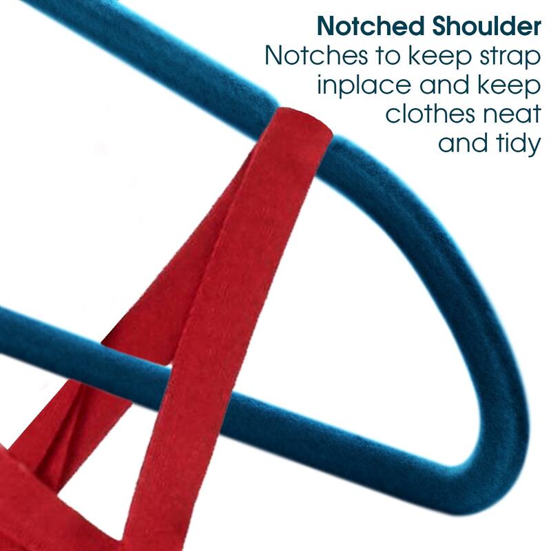Elama Home 50Pc Velvet Slim Clothes Hangers w/ SS Swivel Hooks in Blue