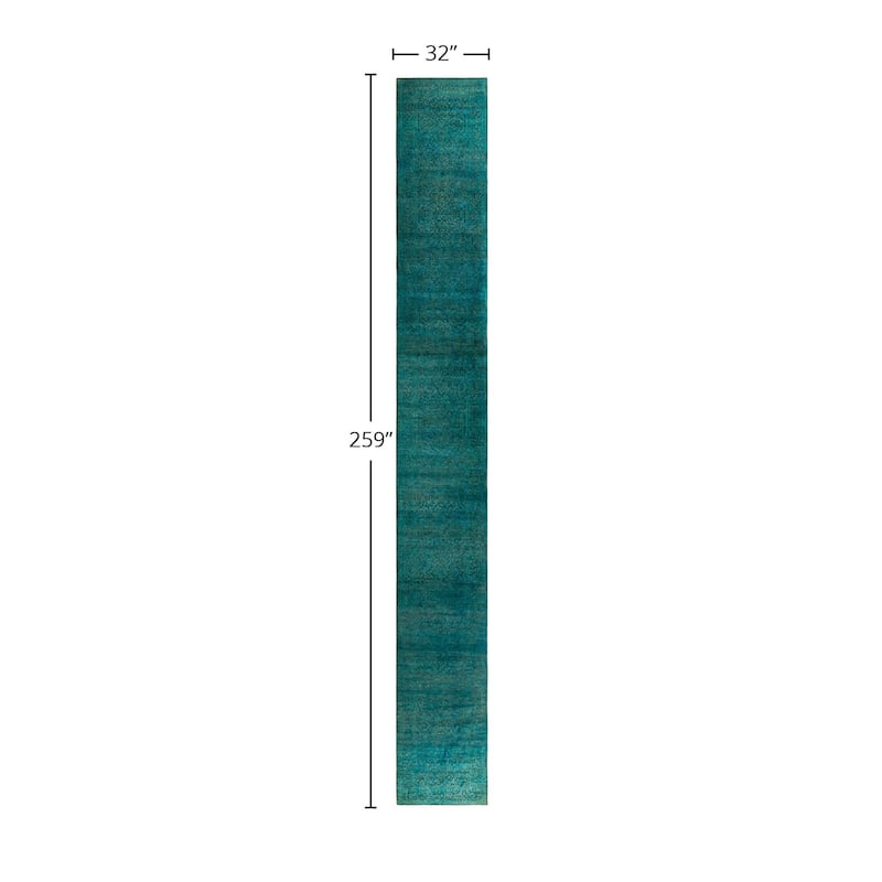 Contemporary Overdyed Wool Hand Knotted Runner - 2' 8" x 21' 7"