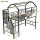 preview thumbnail 13 of 20, Metal Twin Loft Bed with Roof Design and Storage Box, Pink