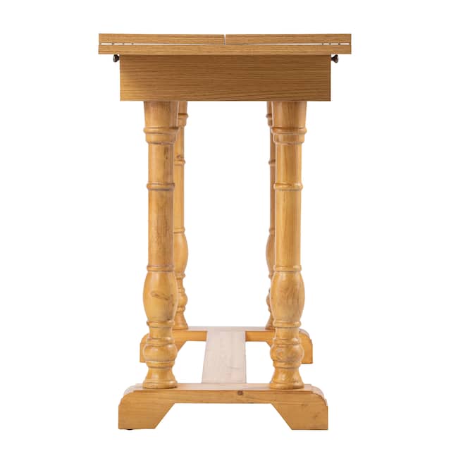 Eddlewood Farmhouse Drop Leaf Trestle Console to Dining Table