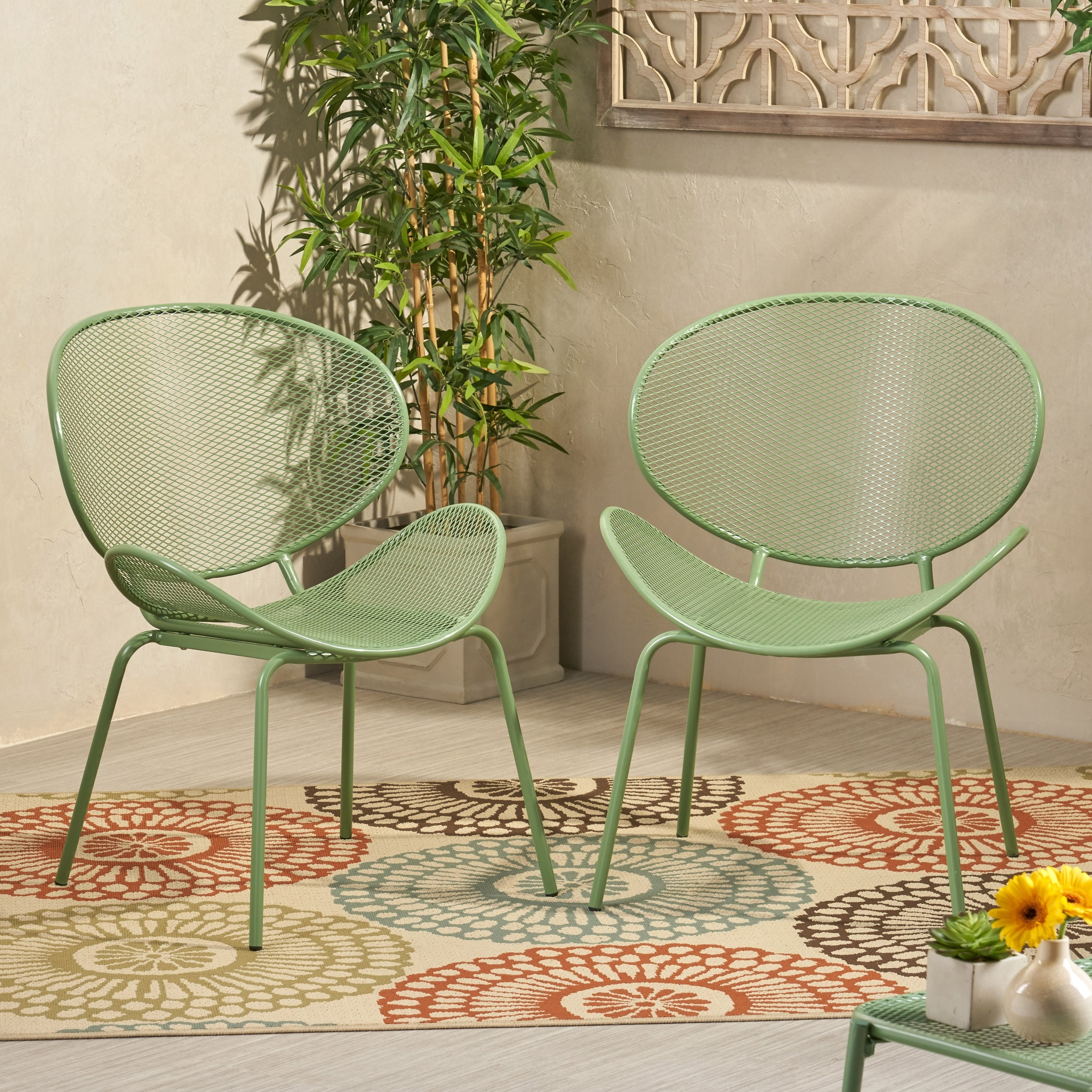 Elloree Outdoor Iron Accent Chairs (Set of 2) by Christopher Knight Home