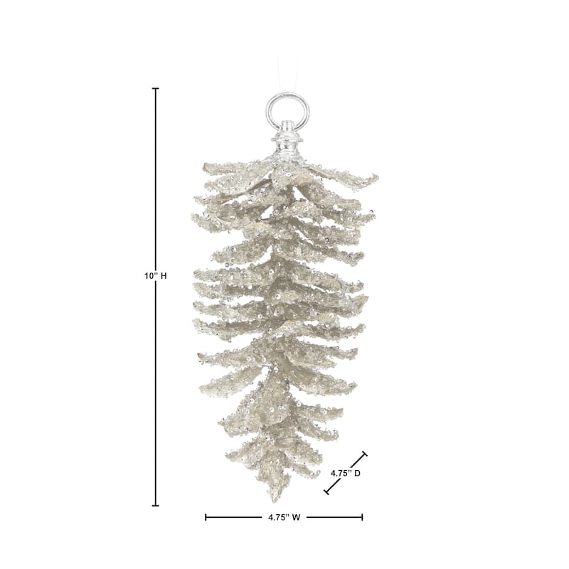 10" Iced Pinecone Ornament Set of 2