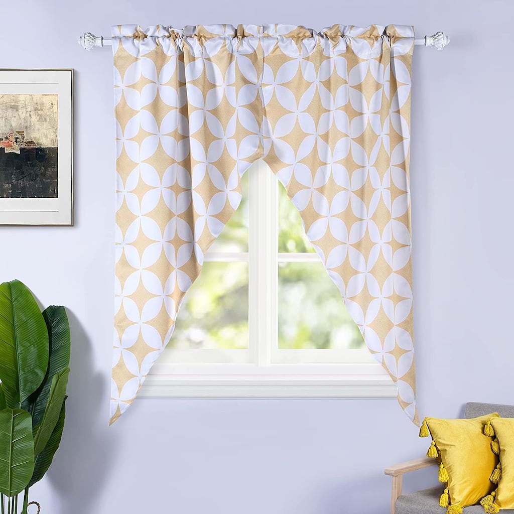 DriftAway Amelia Geo Round Circle Star Pattern Room Darkening Scalloped Swag Curtains - 33" Width X 60" Length