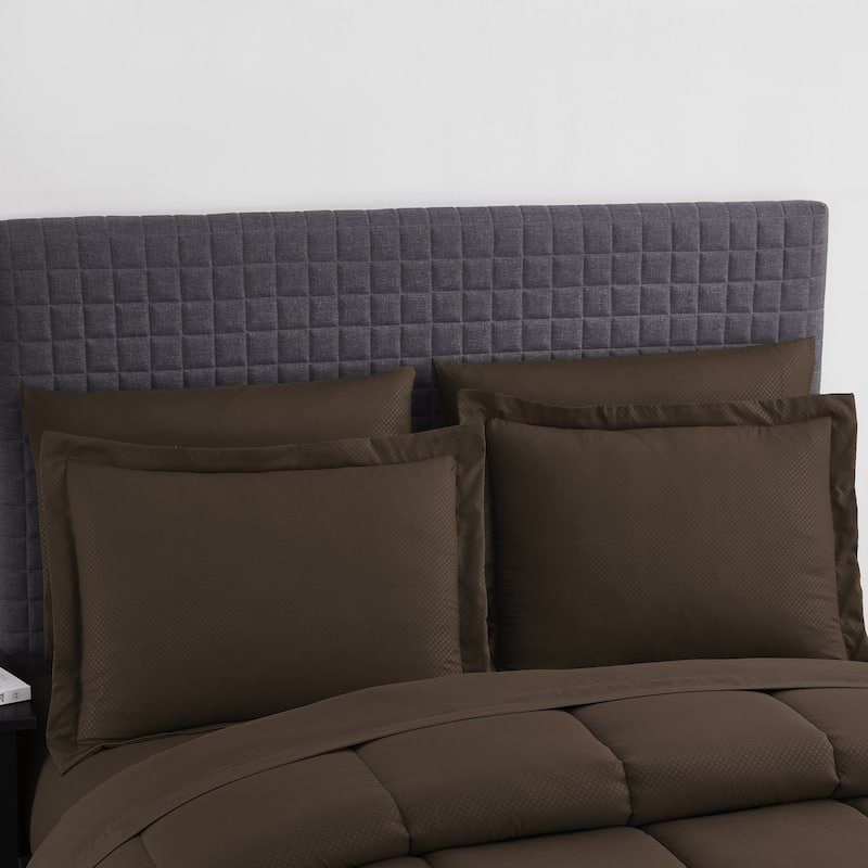 Sweet Home Collection Checkered Embossed 8-Piece Bed in a Bag Set
