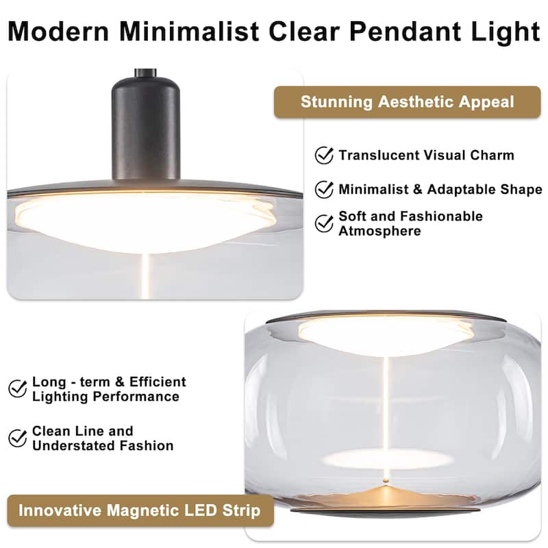 1 Light Clear Plastic Linear Magnetic LED Strip Pendant Lighting