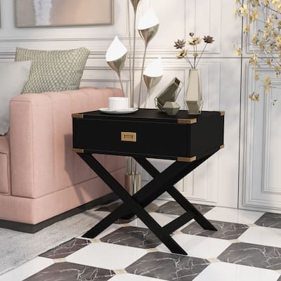 Yore Contemporary 24-inch Solid Wood 1-Drawer Side Table by Furniture of America