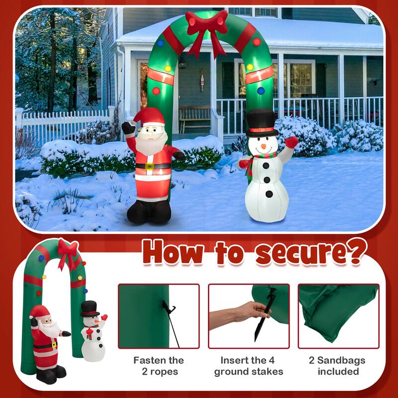 Gymax 8FT Tall Inflatable Archway Christmas Welcoming Decor w/ Bright - See Details