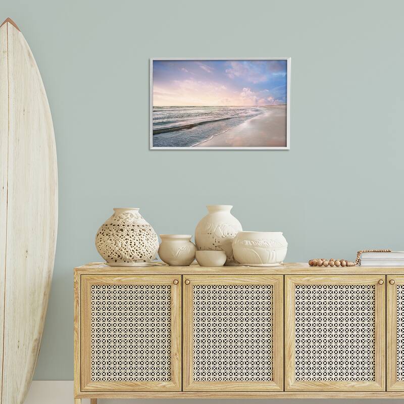 Stupell Receding Beach Shore Framed Giclee Art Design By Natalie Carpentieri