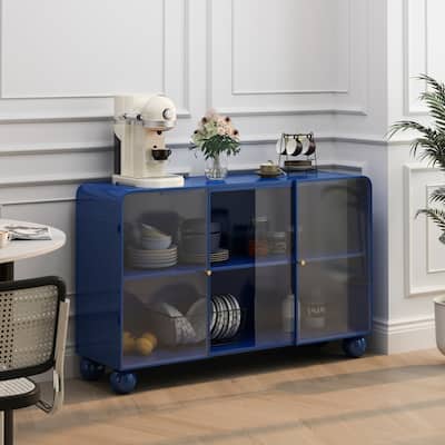 47.25"Glass Storage Cabinet Floor-to-ceiling for Kitchen, Living Room, Bathroom