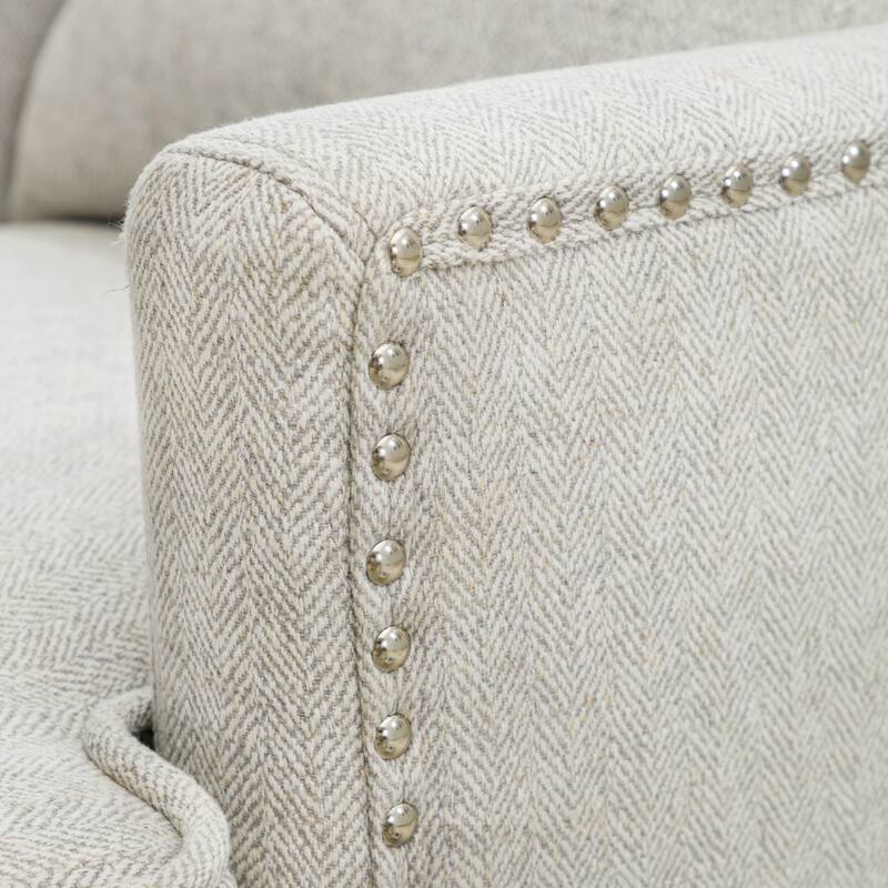 Modern Fabric Accent Chair with Upholstered Armrest Wooden Legs and Pillow for Living Room