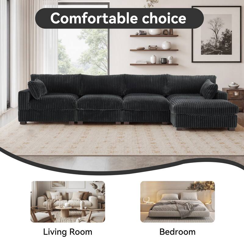 Oversized Plush Modular Sectional Sofa Couch with Ottoman