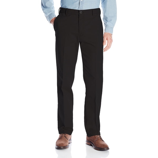 IZOD Mens Pants Deep Black Size 40x30 Straight Fit Flat-Front Khakis. Opens flyout.