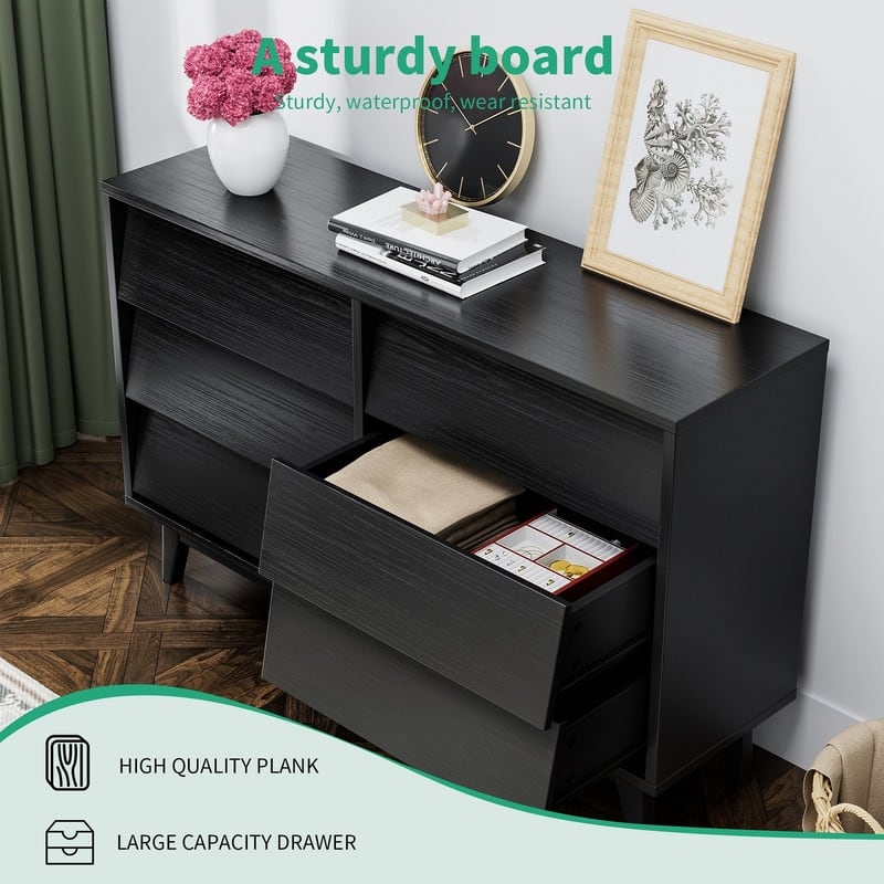 Mieres Dresser for Bedroom, 30" Tall Double Dresser Chest of Drawers, Hidden Drawer Handle, Storage Drawer Organizer