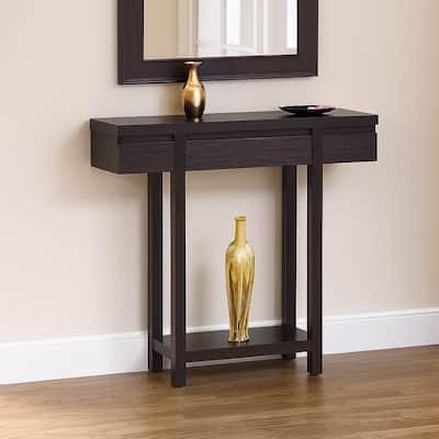 Console Table, Red Cocoa Brown, 36 Inch Hidden Storage Drawer