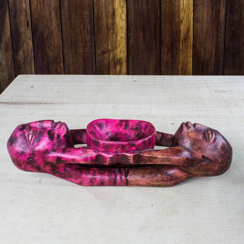 Handmade Ashanti Friendship Wood sculpture (Ghana) - 32 x 12 x 10