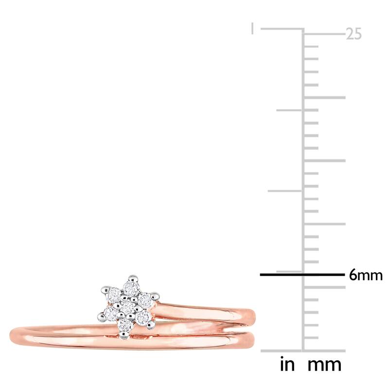 Miadora Diamond Accent Floral Promise Ring in Rose Silver