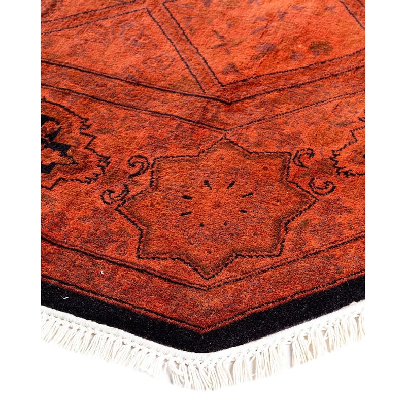 Fine Vibrance, One-of-a-Kind Hand-Knotted Area Rug - Orange, 6' 1" x 6' 1" - 6' 1" x 6' 1"