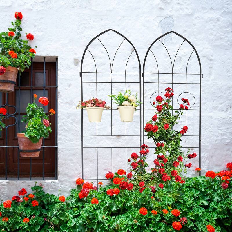 2 Pack Metal Garden Trellis 78.7" x 19.7" Rustproof Trellis for Climbing Plants Outdoor Flower Support