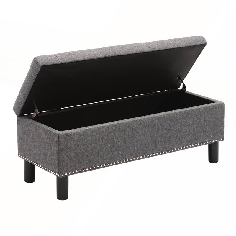 Storage Ottoman Bench with Wood Legs