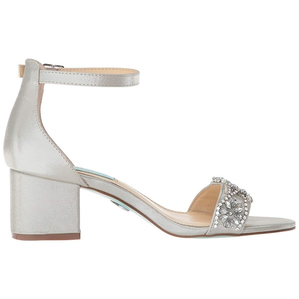 blue by betsey johnson mel bejeweled satin block heel dress sandals