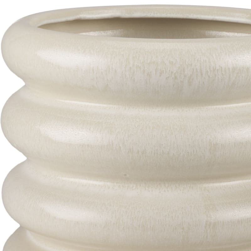 12" Cream Cylinder Ceramic Table Vase - 12.80