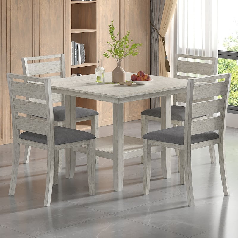 VECELO 47" Square Dining Table Set, Modern Dining Table and Chairs Set for 4-6 Person