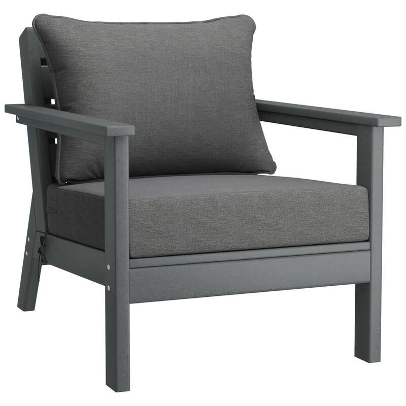 Birchwood All Weather HDPE Outdoor Patio Gray Deep Seating Conversation Set (5-Piece Set)