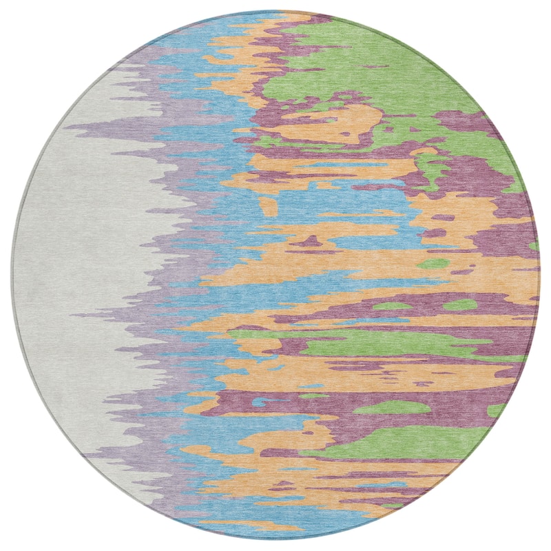 Machine Washable Indoor/ Outdoor Brushstrokes Ombre Chantille Rug