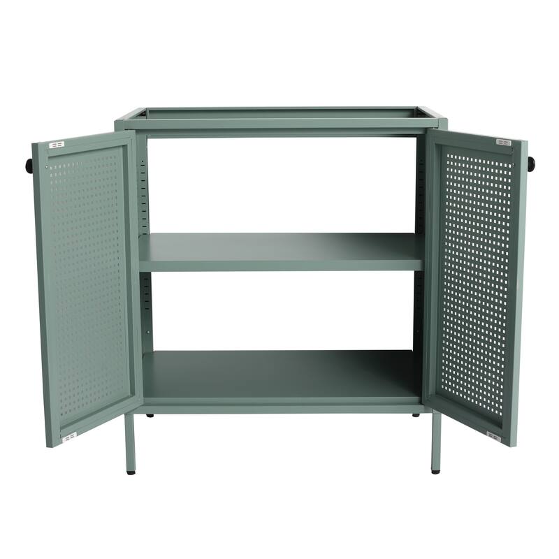 30 Inch Freestanding Bathroom Vanity Base with Adjustable Shelf and Punch-Hole Doors, Excluding Top Sink