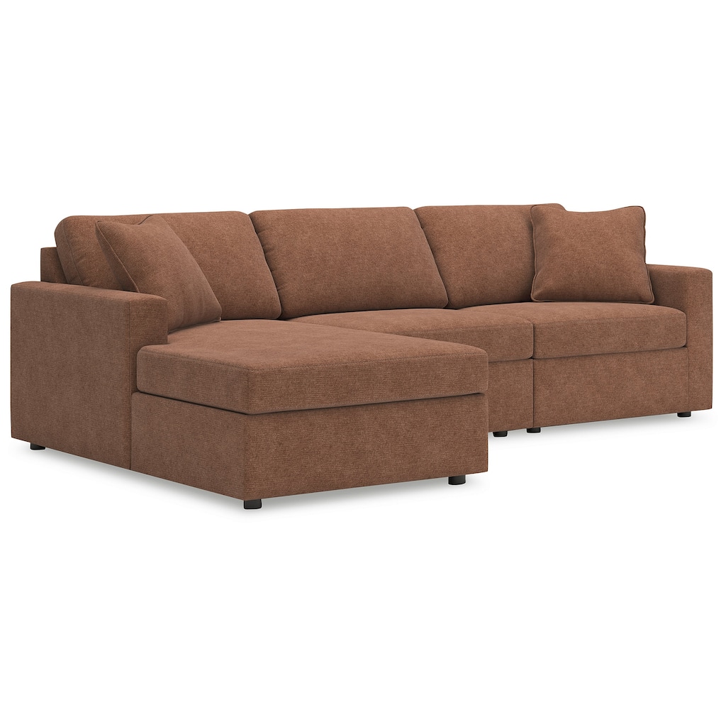 Signature Design by Ashley Modmax Orange 3-Piece Sectional with Chaise - 109" W x 68" D x 36" H