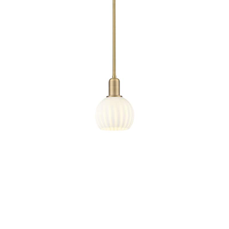 Innovations Lighting 716-1S-9-6 White Venetian Pendant White Venetian - Brushed Brass / White Venetian