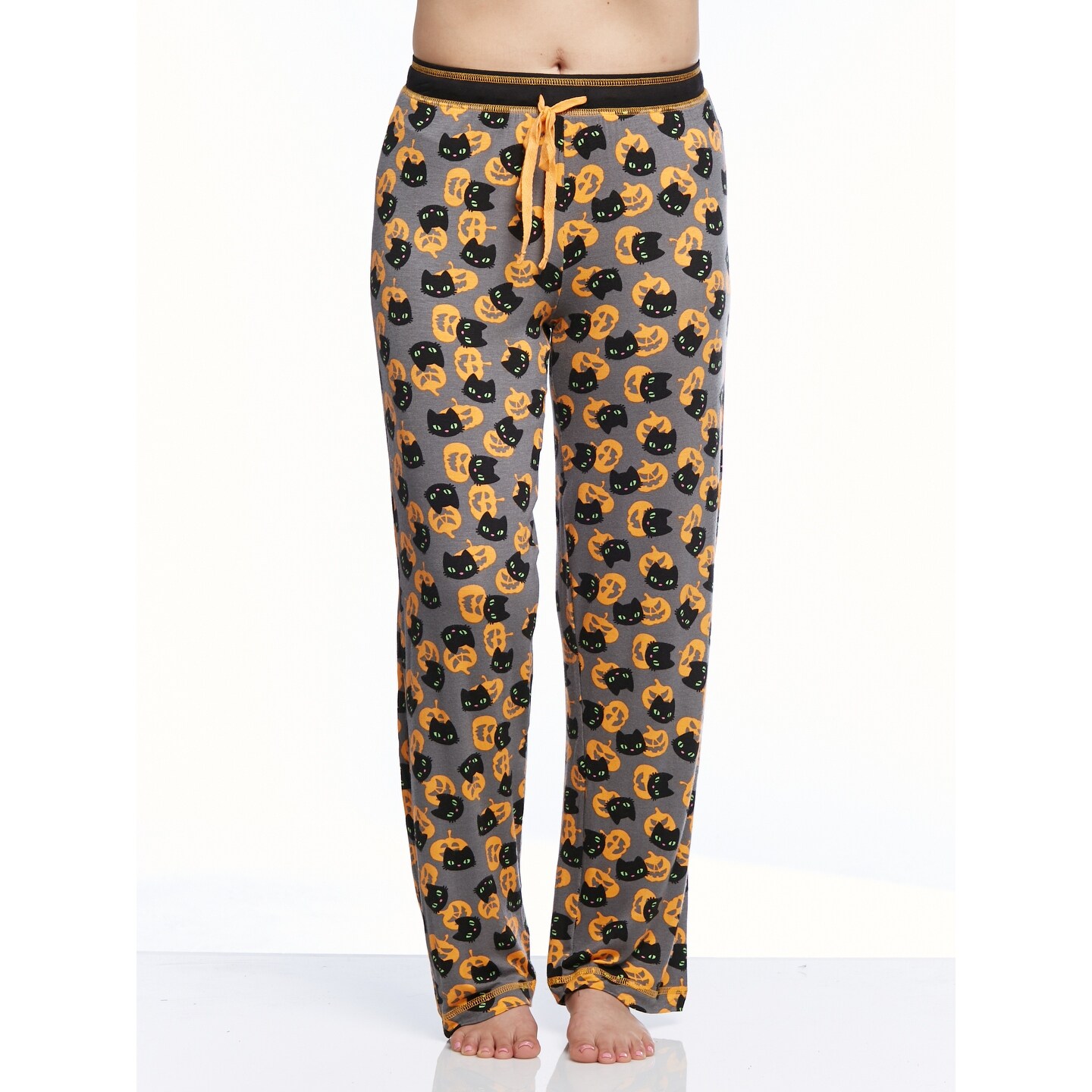 Shop Rene Rofe Women S Halloween Cat Pumpkin Double Fun Pajama Pants Overstock 29005195